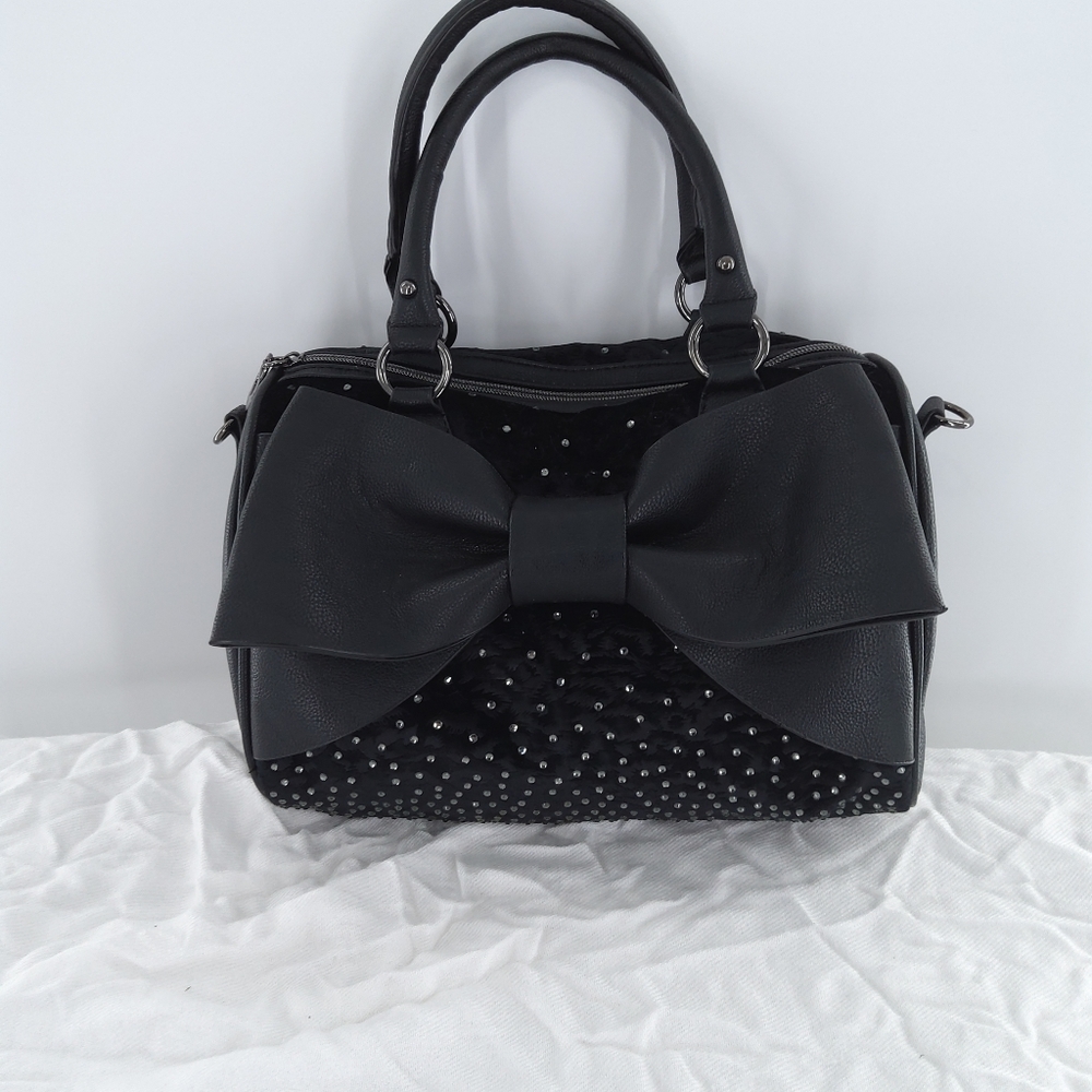 BETSY JOHNSON RHINESTONE VELVET HANDBAG